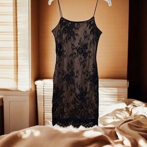 H&M DIVIDED Black Lace Sheer Slip Dress